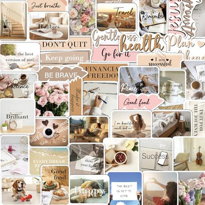 Motivational Affirmations Stickers for Adults - 50 Pcs Vemfare Inspirational Water Bottle Stickers for Girls, Positive Waterproof Scrapbook Sticker for Vision Board, Vinyl Decals for Laptop Journal - style: Inspirational