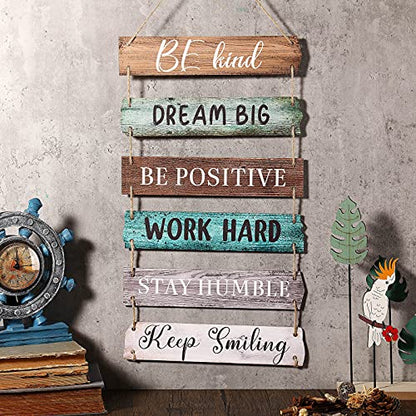 Blulu 6 Pcs Positive Quotes Wall Hanging Plaque Sign, Retro Style - style: Retro Style