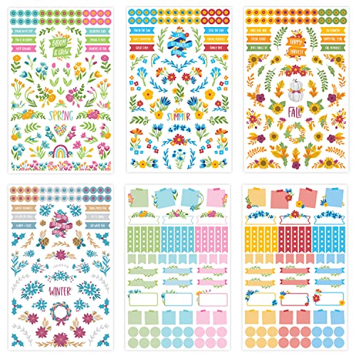 bloom daily planners Decorative Floral Planner Stickers - Easy-Peel Small Flower Sticker for Adults & Kids - 8 Sheets, 556 Stickers for Journals, Calendars, Planning, Decorating, Scrapbooking, etc. - style: Decorative Floral Pack