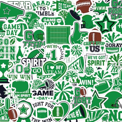 100 Pcs Green Team Spirit Stickers Cheer Sports Stickers for Face - style: Green Team Spirits