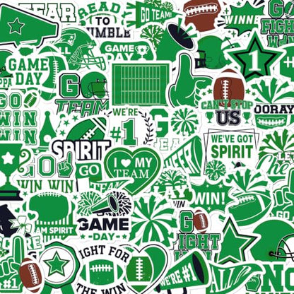 100 Pcs Green Team Spirit Stickers Cheer Sports Stickers for Face - style: Green Team Spirits