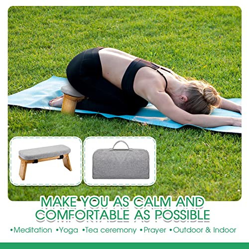 Namalu Bamboo Meditation Stool Foldable with Cushion, 16.1 x 7.5 x 6.7 Inch