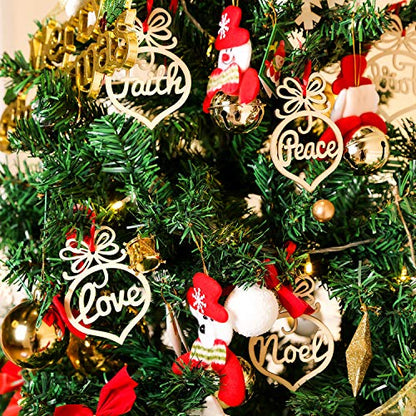 Bememo 30 Pcs Christmas Ornaments Hanging Wooden Christmas Tree Decoration
