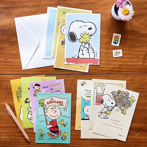 DaySpring - Peanuts - Get Well - 4 Design Assortment with Scripture - 12 Get Well Boxed Cards & Envelopes