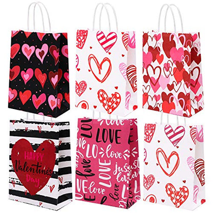 Cooraby 20 Pack Valentines Day Paper Gift Bags with Handles