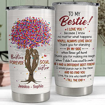 SANDJEST Personalized Best Friends Tumbler Soul Sister 20oz 30oz Tumblers with Lid Gift for Women Girl Best Friends Besties Soul Sisters Christmas Birthday - color: Best Friend