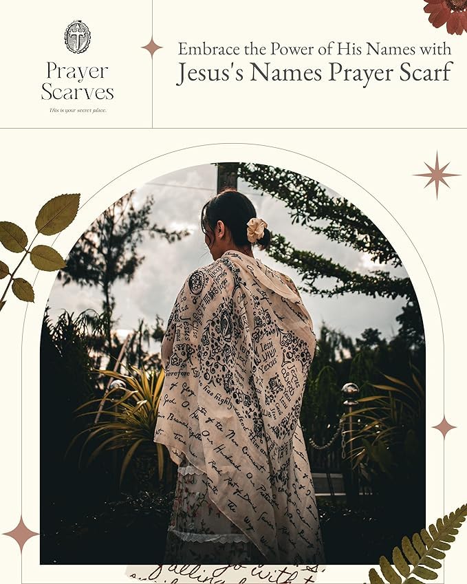 Jesus’s Names Prayer Scarf for Women Christian, Large Scripture Shawl Wrap, 84 Titles of Christ, Prayer Shawl for Women - color: Blush Pink W/ Canvas Bag (35x70")