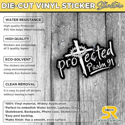 3 Pcs Protected Sticker Cross Christian Psalm Religious Jesus Bible Verse Faith Waterproof Vinyl Decal for Water Bottle Tumbler Hard Hat Helmet Car Laptop Gift 2 Inches - color: 2 Inches
