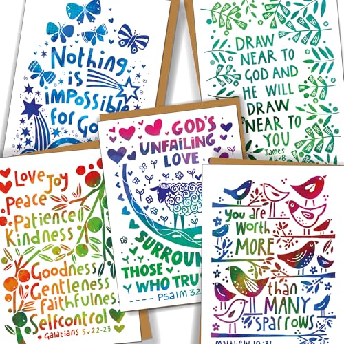 Christian Greeting Cards with Scripture, Pack of 9, Blank with Envelopes - color: Multicolored / CH4001