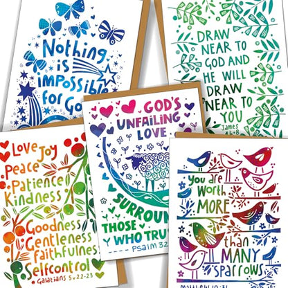 Christian Greeting Cards with Scripture, Pack of 9, Blank with Envelopes - color: Multicolored / CH4001
