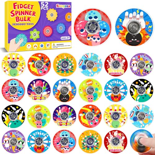52 Pack Bowling Party Favors Fidget Spinner for Kids Birthday, Bowling Ball Themed Fidget Spinner Bulk for Classroom Rewards, Goodie Bag Stuffers, Outdoor Bowling Party Supplies - color: Tl-sa-3-bowling