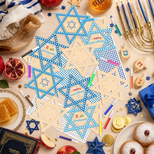 BeYumi Rosh Hashanah Wooden Crafts - 20Pcs Star of David Ornaments for Kids - style: Star of David