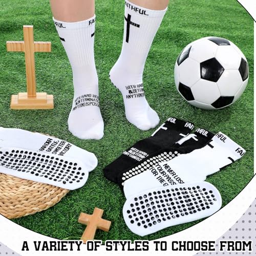 Glitopper 6 Pairs Cross Grip Soccer Socks US 6-13 christian - color: 2 Colors, style: Struggle