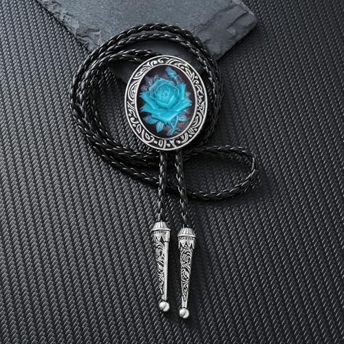 GelConnie Bolo Tie for Women Heart Cowboy Necktie Flower Gothic Mens Bolo Ties Bolero Necklace Red Western Ties for Men - color: Blue Western Tie