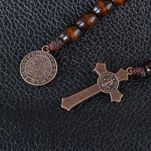 Rosary Beads Catholic - Handmade Wooden Rosaries, Wooden Bead Rosary Necklace, Metal Cross For Catholic Or Christian Gift - color: brown (Pocket)