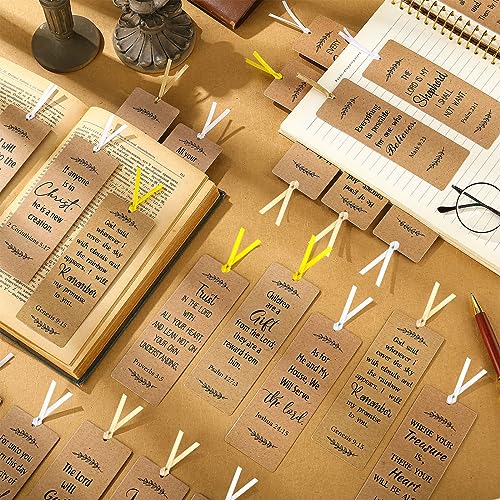 Chinco 120 Pcs Christian Bible Bookmarks – Religious Verse Bookmarks - style: Kraft Style