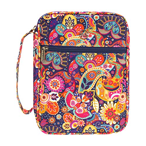 G-LEAF Bible Cover Case/Book Cover, Bible Case for Women Girls, Bible Cover Bags Floral Pattern With Handle Fits for Standard Size Bible, 9.5x6.7x2.5 In - color: Brilliance