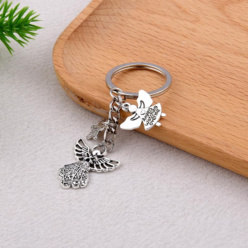 Angel Keychain for Friend Family Baptism Religioca Gifts Stainless Steel Inspirational Christian Key Chain for Religioca Believer Faith Spiritual Easter Gift