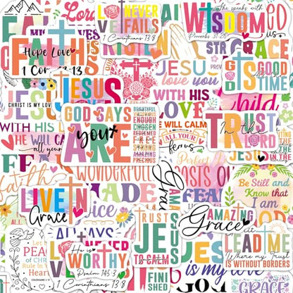 WorldBazaar 100pcs Bible Verse Stickers Bulk Floral Inspirational Jesus