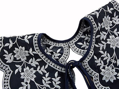 White Lace Detachable Fake Collar for Women Summer Dresse and Shirt - style: Black Orchid