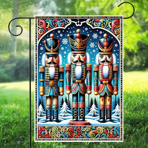 BlissYard Christmas Nutcracker Soldiers Garden Flag 12x18 Inch Polyester - color: Nutcracker Soldier Three