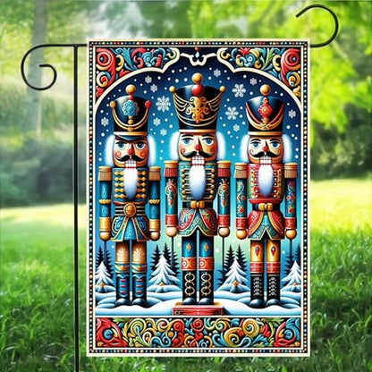 BlissYard Christmas Nutcracker Soldiers Garden Flag 12x18 Inch Polyester - color: Nutcracker Soldier Three