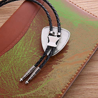 bolo tie for man,handmade western cowboy alloy natural mix Leather Bolo Tie - color: Black Triangle Bolo Tie