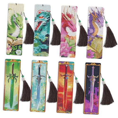 Dragon Sword Diamond Art Bookmarks, Diamond Painting Book Marks for Adults - style: Dragon 02