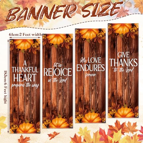 Hosuly 4 Pcs Church Banners for Sanctuary Wall Fall Harvest Banners with Scripture Bible Verses Banner Welcome Inspirational Religious Praise Hanging Signs for Church Decor, 2 x 6 Feet(Retro Style) - size: 2 x 6 Feet, style: Retro Style