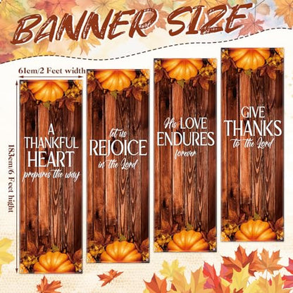 Hosuly 4 Pcs Church Banners for Sanctuary Wall Fall Harvest Banners with Scripture Bible Verses Banner Welcome Inspirational Religious Praise Hanging Signs for Church Decor, 2 x 6 Feet(Retro Style) - size: 2 x 6 Feet, style: Retro Style
