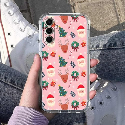 Pink Christmas Pattern Case for Samsung Galaxy S26 Plus, Cute Reindeer, Trendy Cool Soft TPU Bumper Cover Case for Samsung Galaxy S26 Plus - color: Christmas