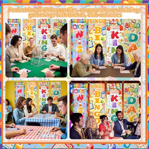 4 Pcs Bingo Night Banner 2 x 6 ft Bingo Birthday Party Decorations - style: Billiards