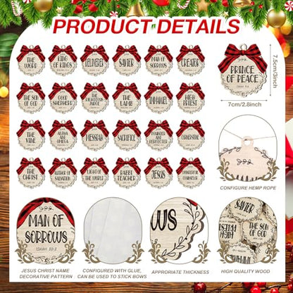 Soaoo 50 Pcs Christmas Names of Jesus Wooden Ornaments, Classic, Beige - color: Beige, size: Classic