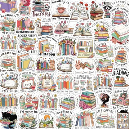 100 Pcs Book Lover Reading Stickers Vintage Bookish Sticker - style: Book Lover