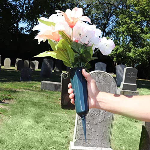 Memorial Floral Vase 7-Inch with 3 Inch Stakes (6 Pack) | In Ground Cemetery Vases