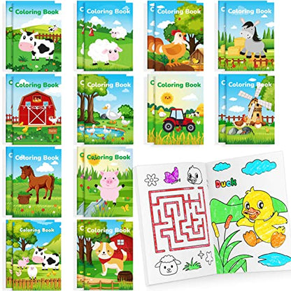 BenLouis 24 Pcs Farm Animals Mini Coloring Books for Kids Party Favors - style: Farm