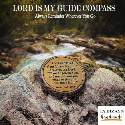 For I Know The Plans I Have For You, Jeremiah 29:11, Solid Brass Directional Engraved Compass, Baptism Gifts for Boys Girls, First Communion, Christian Gifts for Men, First Confirmation Gifts for Boys - style: #2 for I Know The Plans Compass
