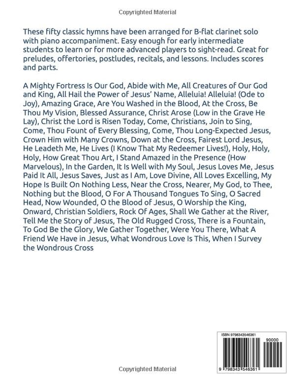 50 Greatest Hymns for Clarinet Solo with Piano Accompaniment