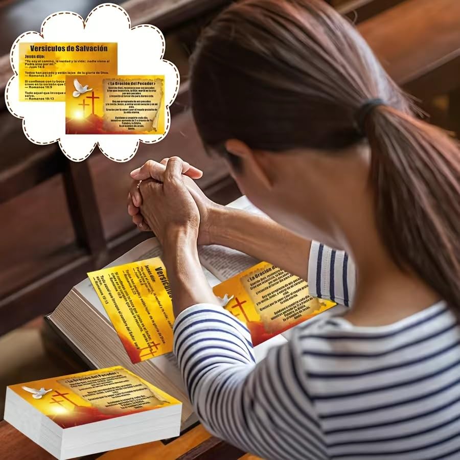 “200 Pcs Christian Bible Verse Cards, Spanish Prayer & Evangelism Cards for Gifts and Religious Events