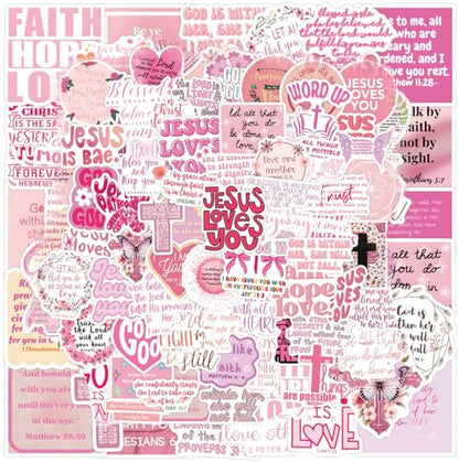 100 Pcs Bible Verse Stickers Pink Christian Stickers for Adults Women - color: Pink Christian