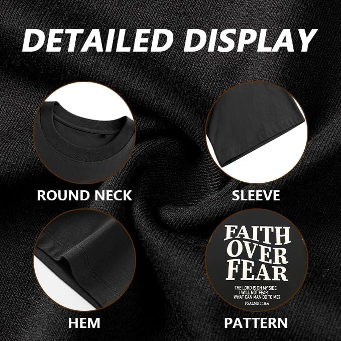 Christian Faith Over Fear Shirt for Men Jesus Religious Shirts Oversized T-Shirt - color: Brown Tie-dye, size: Large