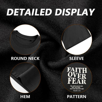 Christian Faith Over Fear Shirt for Men Jesus Religious Shirts Oversized T-Shirt - color: Brown Tie-dye, size: Large