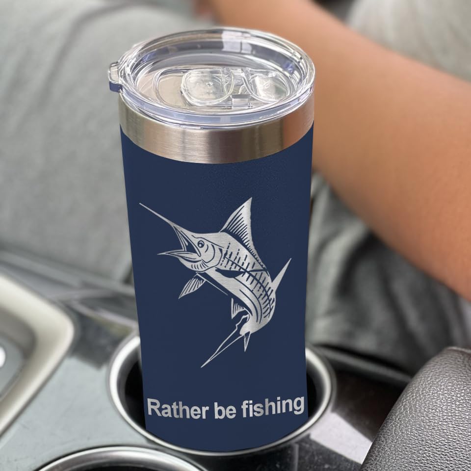 LaserGram Personalized 22oz Skinny Tumbler, Christian Cross (Navy Blue) - color: Navy Blue