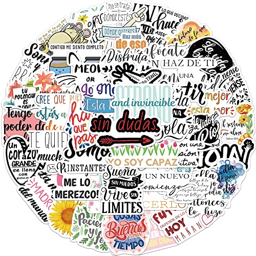 50PCS Spanish Inspirational Stickers,Spanish Inspirational Quote Teens Adults Kids Teachers Stickers Pack,Waterproof Vinyl Stickers for Water Bottles, Laptop,Journaling,Scrapbook,Computer,Cup - color: Spanish Inspirational Stickers
