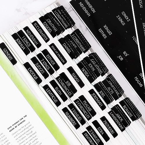 Thinkor Reposition Laminated Bible Tabs, Large Print Stickers, Easy to Read and Apply Bible Tabs for Women and Man (Luxury Black) - color: Luxury Black