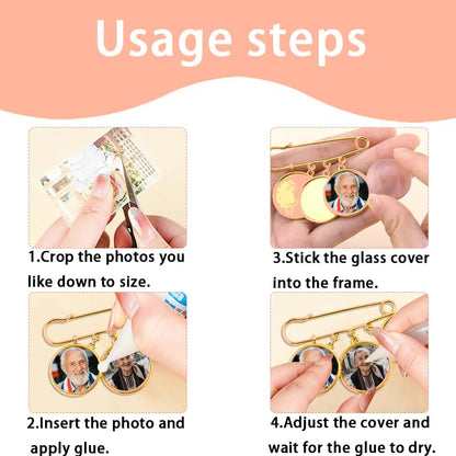Wedding Double Picture Frame Brooch for Bride Grooms Boutonniece Pin for Wedding Bouquet - color: Color P