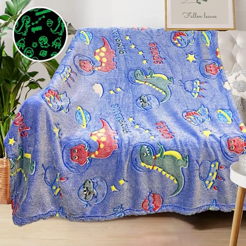 COMFAR Dinosaur Blanket for Boys, Dinosaur Glow in The Dark Blanket for Kids/Baby, Toddler Blanket for Boys, Soft Fleece Blankets and Throw,Birthday 40"x 50" - color: Dinosaur 1, size: 40"x 50"