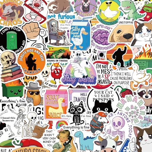 ELZO 300 Pcs Holographic Funny Stickers for Adults Pack - Sarcastic, Waterproof Vinyl Stickers for Water Bottle, Laptop, Phone, Journal, No Repeats - color: Sarcastic & Funny