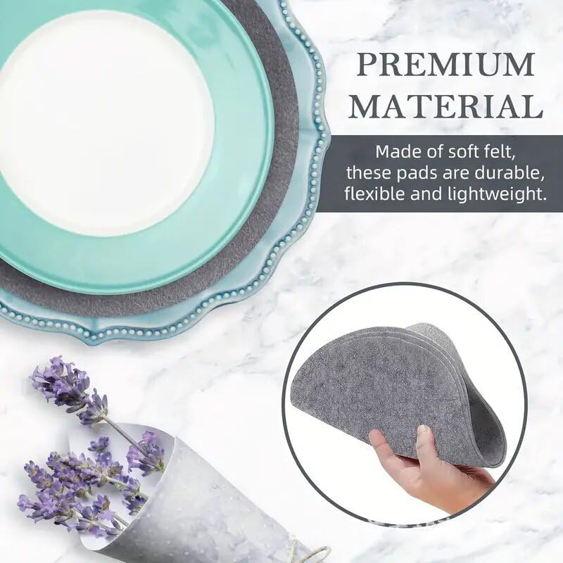 YYCRAFT Felt Plate China Storage Dividers Protectors 36 Pack Charcoal Thick Premium Soft Round Felt Circles (10.5 Inch,Charcoal) - size: 10.5 Inch(Charcoal)