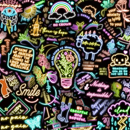 50 Pcs Neon Motivational Water Bottle Stickers - color: Inspirational-pvc-138kscp